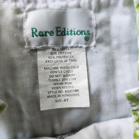 Vintage Rare Editions Girl's Embroidered Seersucker Dress, Green/Blue, Size: 4T - Picture 7 of 7